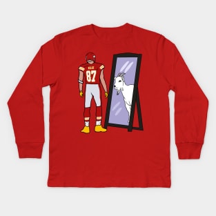 Travis Kelce Mirror GOAT Kids Long Sleeve T-Shirt